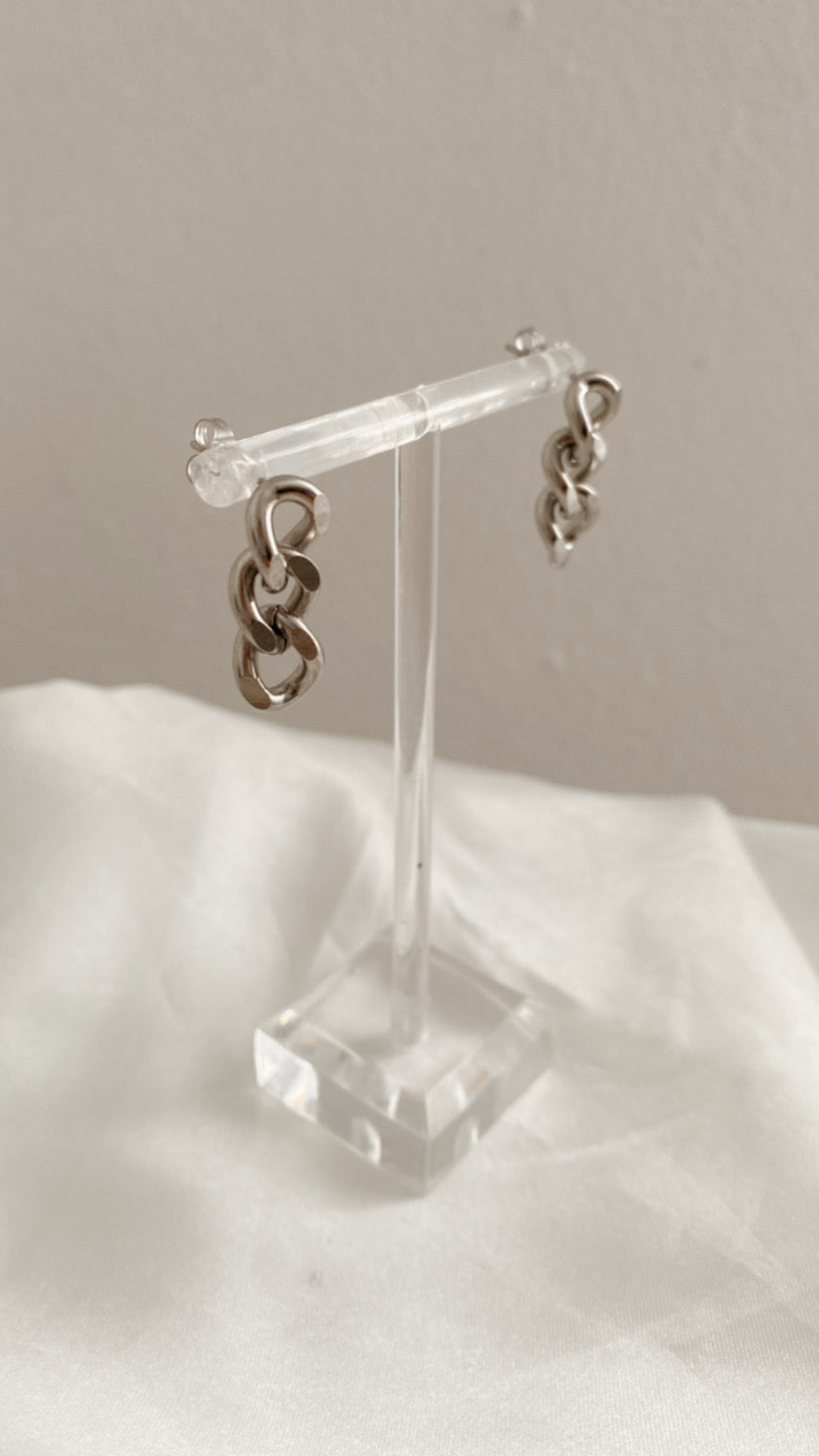 Chain Earrings, Silver